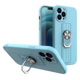 Hurtel Ring Case silicone case with finger grip and stand for iPhone 11 Pro light blue