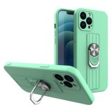 Hurtel Ring Case silicone case with finger grip and stand for iPhone 11 Pro Max mint