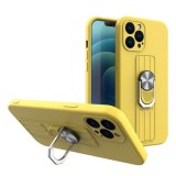 Hurtel Ring Case silicone case with finger grip and stand for iPhone 11 Pro Max yellow