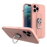 Hurtel Ring tok szilikon tok ujjra helyezhető, állvánnyal Samsung Galaxy S22 rózsaszín
