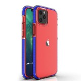 Hurtel Spring Case clear TPU gel protective cover with colorful frame for iPhone 12 mini dark blue