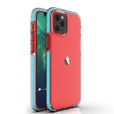 Hurtel Spring Case clear TPU gel protective cover with colorful frame for iPhone 13 mini light blue