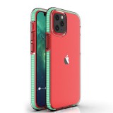 Hurtel Spring Case clear TPU gel protective cover with colorful frame for iPhone 13 mini mint