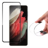 Hurtel Wozinsky Full tok Flexi Nano üveg hybrid képernyővédő fólia kerettel Samsung Galaxy S21 Ultra 5G fekete üvegfólia