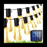 Hurtnet 10 LED-es napelemes kerti fényfüzér, teraszvilágítás, meleg fehér, 3,5 m, 8 világítási móddal, IP65