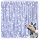 Hurtnet 200 micro LED-es USB-s beltéri fényfüggöny, 8 világítási móddal, távirányítóval, 2 x 2 m, hideg fehér, IP65, HT