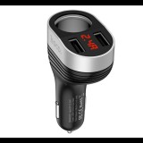 HOCO Z29 szivargyújtó adapter (elosztó) 2in1 2 USB aljzat (100W, 3100mA, LED kijelző, szivartöltő aljzat) FEKETE (Z29) (Z29) - Autós Töltők