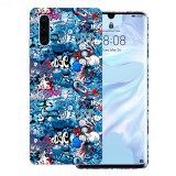 Huawei P30 - Kék graffiti mintás fólia