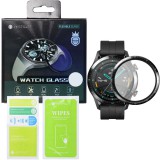 Huawei Watch 3 Pro okosóra üvegfólia, tempered glass, hibrid, flexibilis, edzett, 3D, fekete kerettel, Bestsuit