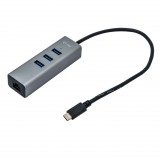 I-TEC 3 port USB-C 3.0 Hub Metal+Gigabit Ethernet adapter Grey C31METALG3HUB