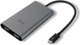 I-TEC TB3DUAL4KDP Thunderbolt 3 apa > Dual DisplayPort anya Adapter - Szürke