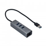 I-TEC USB 3.0 Metal HUB 3 Port+Gigabit Ethernet Adapter Grey U3METALG3HUB