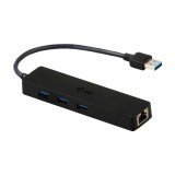I-TEC USB 3.0 Slim HUB 3 Port+Gigabit Ethernet Adapter Black U3GL3SLIM