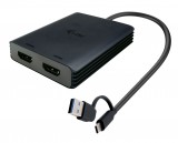 I-TEC USB-A/USB-C Dual 4K/60 Hz HDMI Video Adapter Black CADUAL4KHDMI