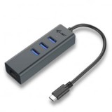 i-tec USB C Metal 3 portos HUB Gigabit Ethernet (C31METALG3HUB)