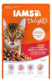 Iams Cat Delights Marhahús és répa falatok, zamatos aszpikban nedves macskatáp 85g