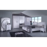 IB Antalia olasz stílusú hálószoba garnitúra, fehér színben, 2 tolóajtós szekrénnyel, 160 cm-es ággyal
