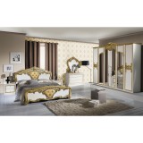 IB Eva olasz stílusú hálószoba garnitúra, fehér-arany színben, 6 ajtós szekrénnyel és 160 cm-es ággyal
