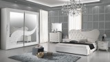 IB Giselle olasz stílusú hálószoba garnitúra, fehér színben, 2 tolóajtós (240 cm magas) szekrénnyel és 160 cm-es ággyal