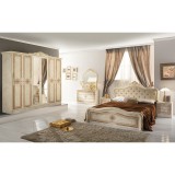 IB Luisa olasz stílusú hálószoba garnitúra, bézs színben, 6 ajtós szekrénnyel és 160 cm-es ággyal
