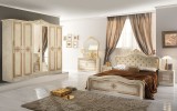 IB Luisa olasz stílusú hálószoba garnitúra, bézs színben, 6 ajtós szekrénnyel és 180 cm-es ággyal