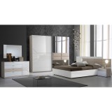 IB Tijana olasz stílusú hálószoba garnitúra, fehér-bézs színben, 2 tolóajtós szekrénnyel, 160 cm-es ággyal