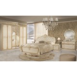 IB Tolouse olasz stílusú hálószoba garnitúra, bézs színben, 6 ajtós szekrénnyel és 160 cm-es ággyal