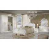 IB Vilma olasz stílusú hálószoba garnitúra, fehér-arany színben, 4 ajtós szekrénnyel és 160 cm-es ággyal