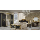 IB Vilma olasz stílusú hálószoba garnitúra, fekete-arany színben, 6 ajtós szekrénnyel és 160 cm-es ággyal