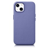 iCarer Case bőr valódi bőr tok iPhone 14 világos lila (WMI14220705-LP) (MagSafe kompatibilis)