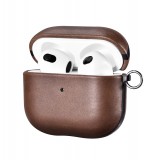 iCarer Leather Crazy Horse - Apple AirPods 3 valódi bőr tok - barna
