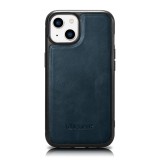 iCarer Leather Oil Wax tok valódi bőrborítással iPhone 14 készülékhez (MagSafe kompatibilis) kék (WMI14220717-BU)