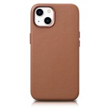 iCarer Leather Slim - iPhone 14 MagSafe bőr tok - barna