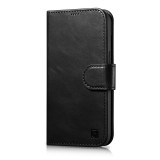 iCarer Oil Wax Wallet Case 2in1 tok iPhone 14 Plus bőr Flip Cover Anti-RFID fekete (WMI14220723-BK)