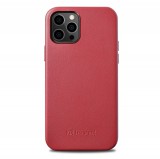iCarer Original Leather - iPhone 12 Mini valódi bőr MagSafe tok  - piros