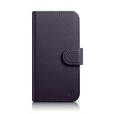 iCarer tárca tok 2in1 tok iPhone 14 bőr Flip Cover Anti-RFID sötétlila (WMI14220725-DP)
