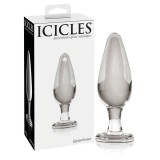 Icicles No. 26 - kúpos, üveg anál plug (átlátszó)