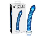 Icicles No. 29 - spirál, pénisz üveg dildó (kék)