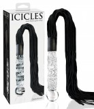 Icicles No. 38 - bőr korbács és üveg dildó (átlátszó-fekete)