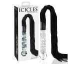 Icicles No. 38 - bőr korbács és üveg dildó (átlátszó-fekete)