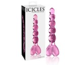 Icicles No. 43 - gyöngyös, szíves üveg dildó (pink)
