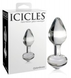 Icicles No. 44 - kúpos, üveg anál plug (átlátszó)