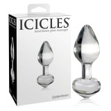 Icicles No. 44 - kúpos, üveg anál plug (átlátszó)