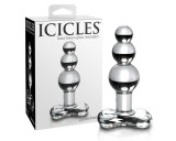 Icicles No. 47 - tripla gyöngyös, üveg anál plug (átlátszó)
