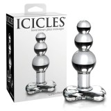 Icicles No. 47 - tripla gyöngyös, üveg anál plug (átlátszó)