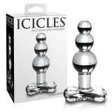 Icicles No. 47 - tripla gyöngyös, üveg anál plug (átlátszó)