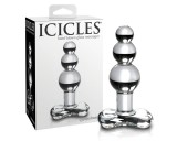 Icicles No. 47 - tripla gyöngyös, üveg anál plug (átlátszó)