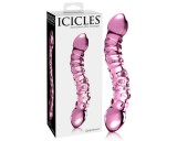 Icicles No. 55 - kétvégű, G-pont üveg dildó (pink)