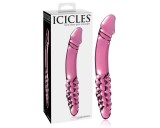 Icicles No. 57 - péniszes kétvégű üveg dildó (pink)