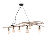 IDEAL LUX DRIFTWOOD függesztett lámpa 6 db. E27 foglalattal, max. 6x60W, 140 cm hosszú, fa 180922